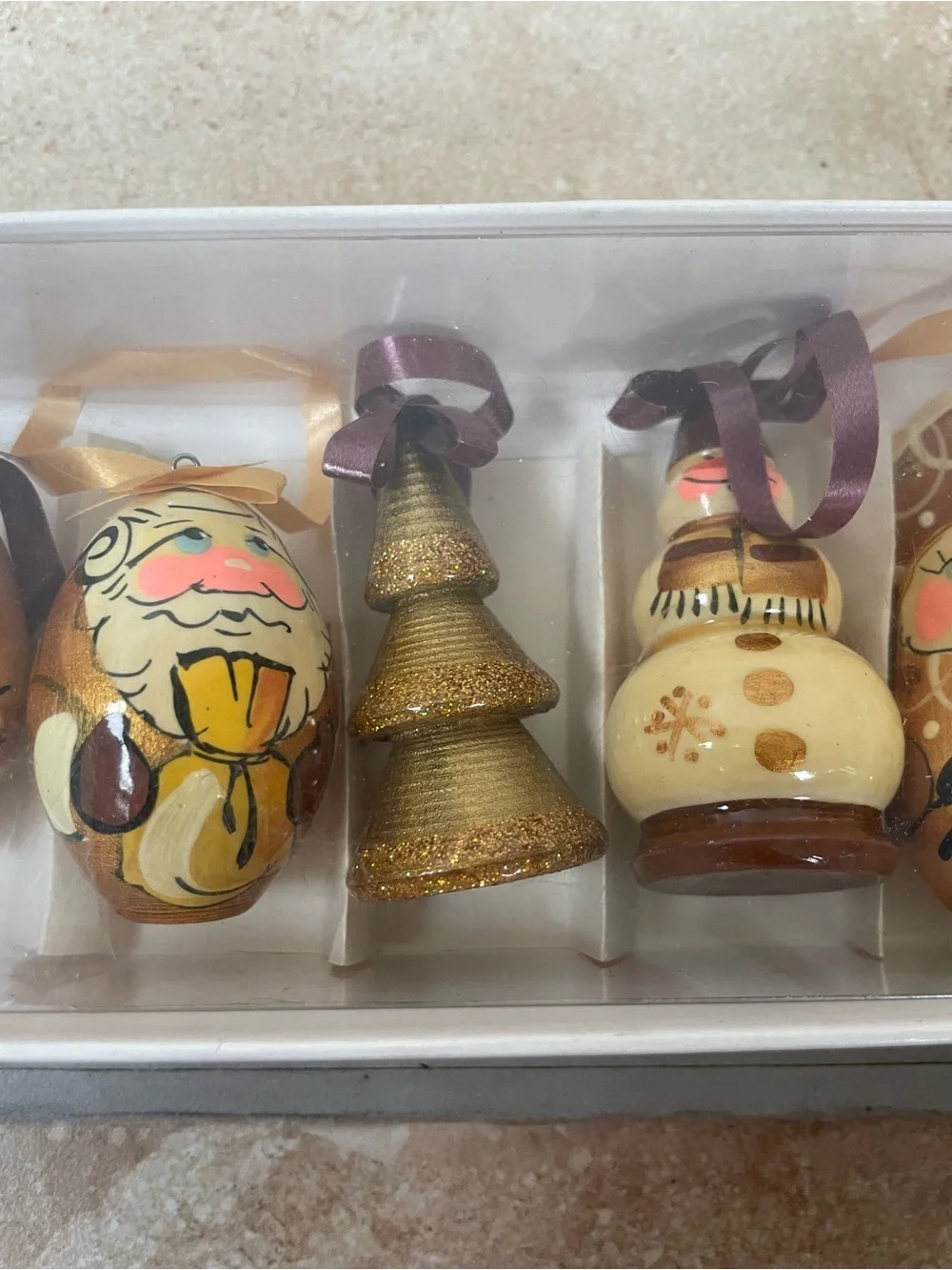 Russian Dolls Hanging Decoration Holiday Ornament - Brown & Gold 6cm (Set of 7)